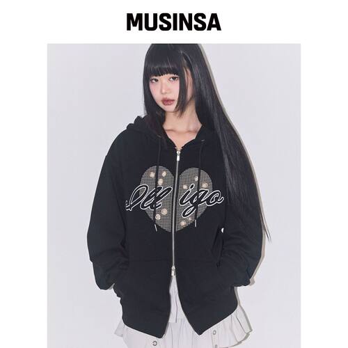 ILLIGO 格纹心形ISLE连帽拉链衫 VLACK MUSINSA韩国官网直邮进口
