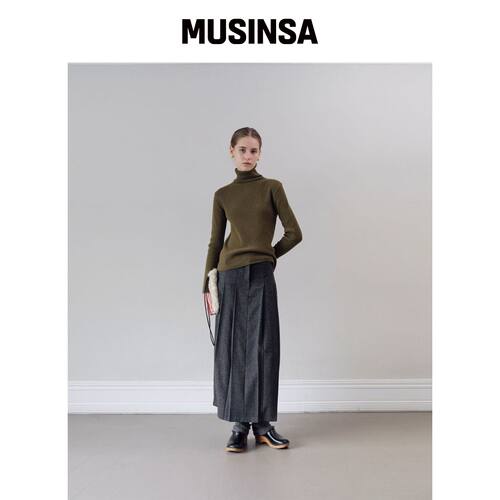 THE LILLE Ever Pleats Wool Skirt_灰色 MUSINS韩国官网直邮进口