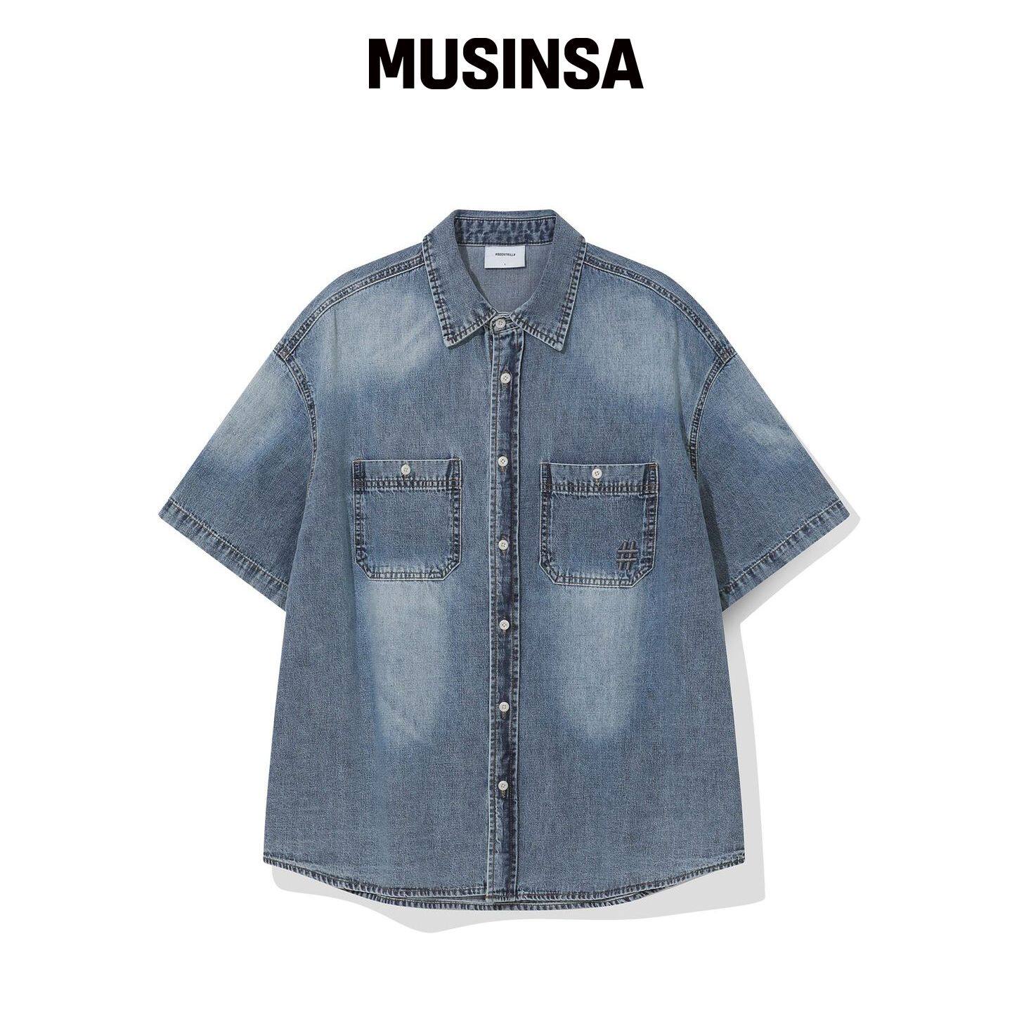 BEENTRILL 复古水洗双口袋牛仔衬衫(靛蓝色) MUS韩国官网直邮进口