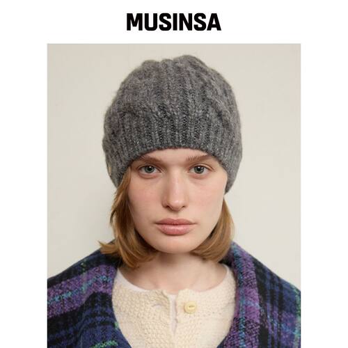FUNFROMFUN 编织针织贝雷帽，炭灰色 MUSINSA韩国直邮官方正品