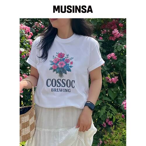 COSO 花卉背带T恤（白色）韩国官网直邮进口MUSINSA