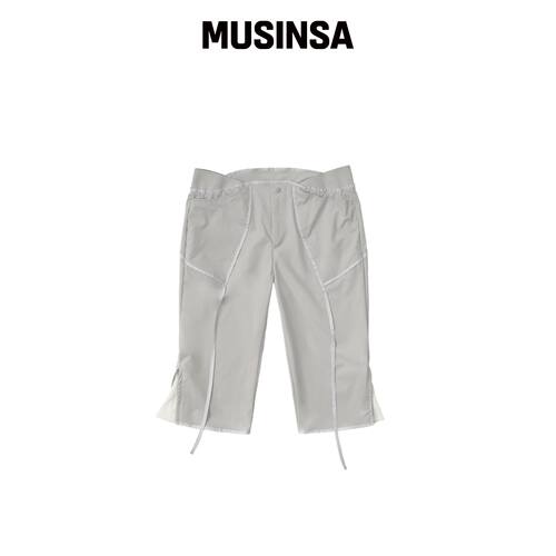 OJOS 灰色绑带修身卡普里裤 MUSINSA韩国官网直邮进口