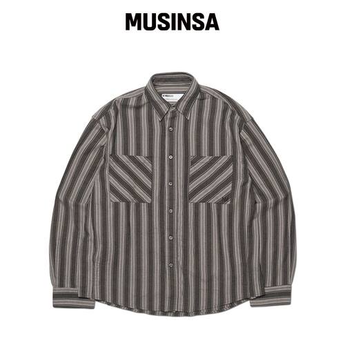NOMANUAL M.L 条纹衬衫 - 黑色 MUSINSA韩国官网直邮进口