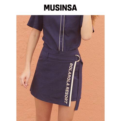ROLAROLA (SK-19338) LINEN WRAP SKIRT NAVY韩国官网直邮进口