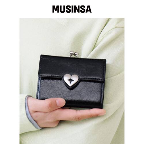 FENNEC CRINKLE HEARTY FRAME WALLET - BLACK M韩国官网直邮进口