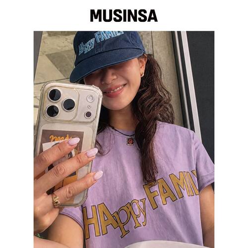 UNIVERSE GARMENT Happy Family 短款T恤_PURPLE韩国官网直邮进口