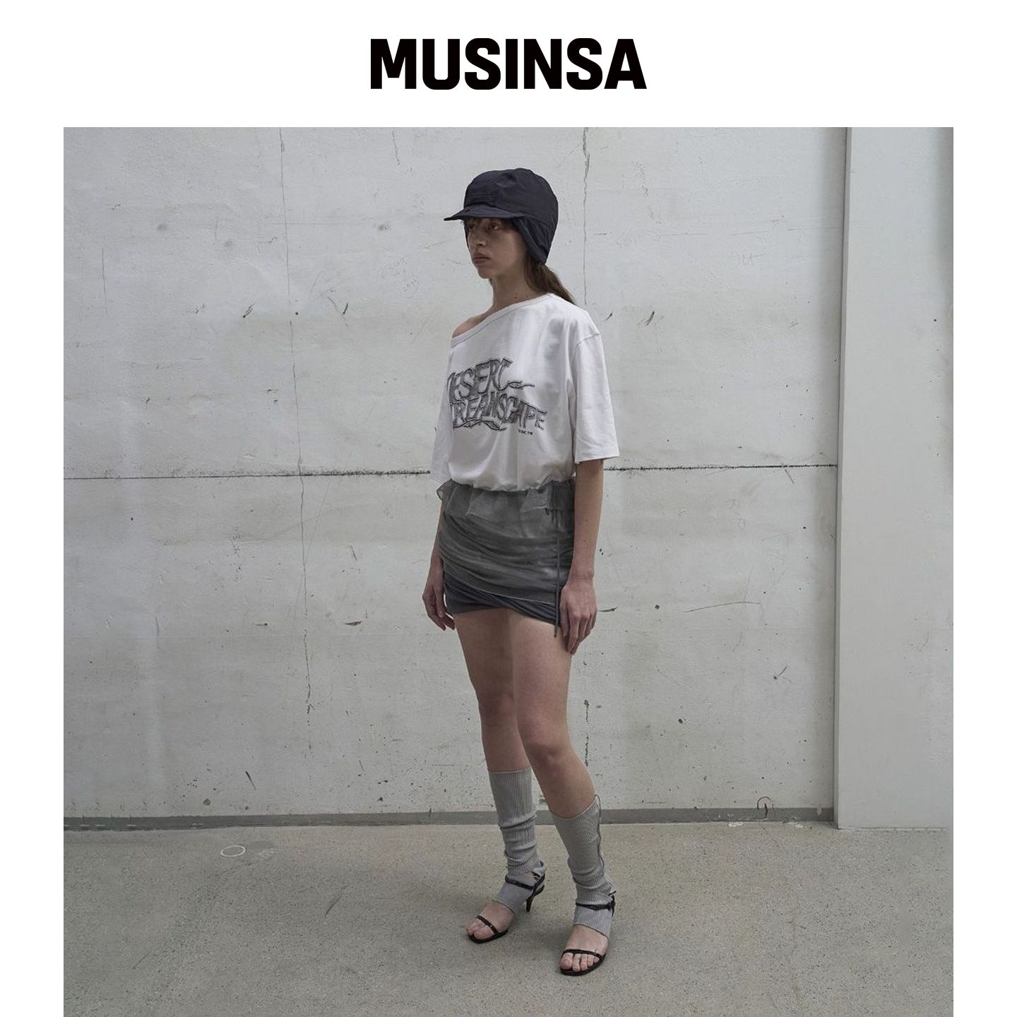 LCDC™ 透明荷叶边分层针织裙（灰色） MUSINSA韩国官网直邮进口