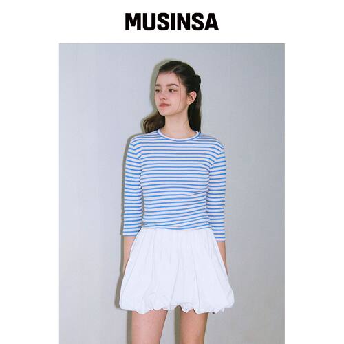 LILY HEIZE LUNA 条纹 T恤_LIGHT BLUE韩国官网直邮进口MUSINSA