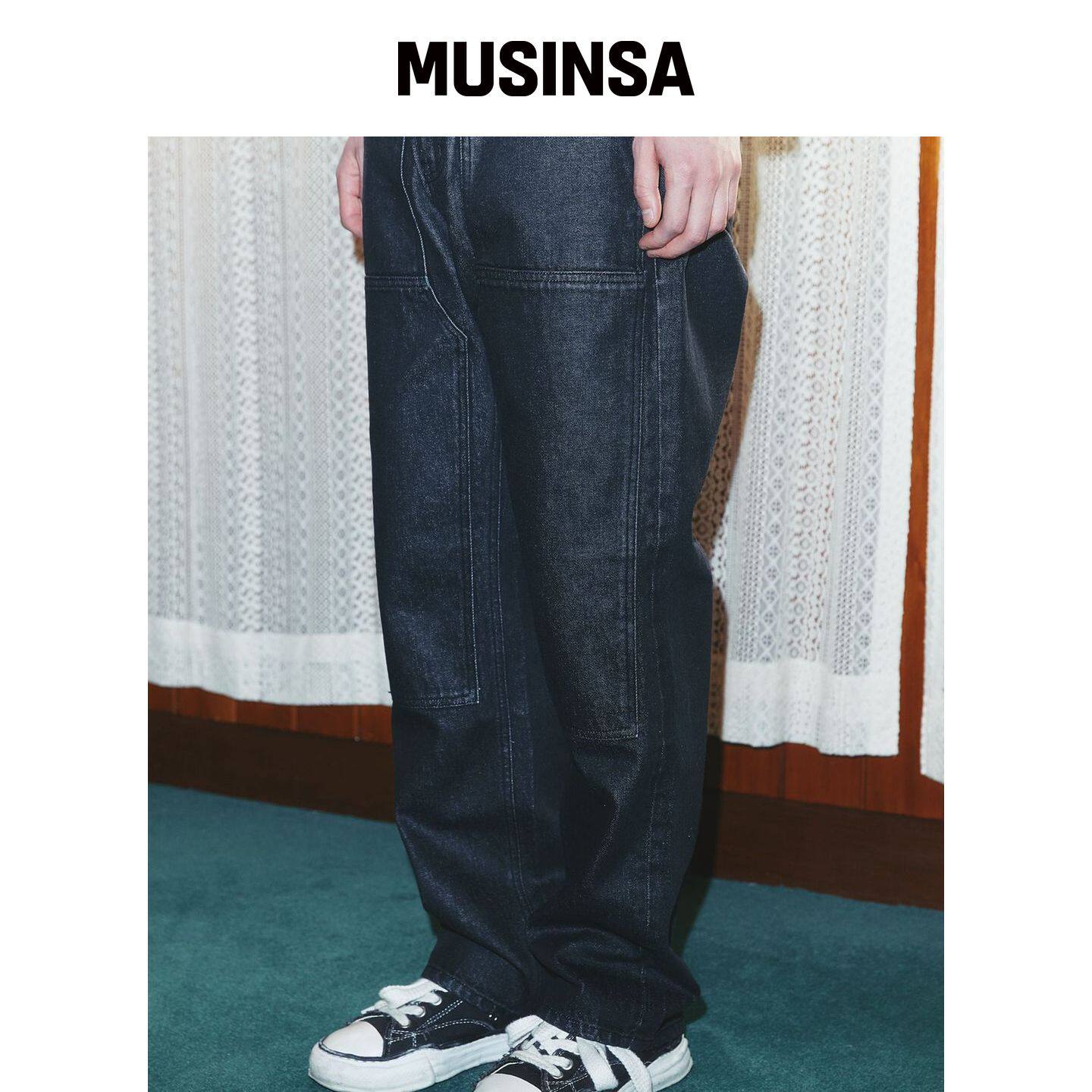 MISTER CHILD 涂层工装牛仔裤,黑色 MUSINSA韩国官网直邮进口
