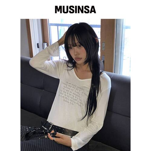 CHICKS 信心V领长袖白色 MUSINSA韩国直邮官方正品