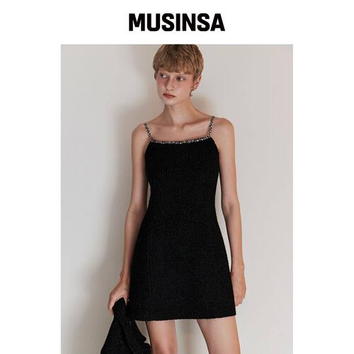 OUEL TWEED MINI DRESS_黑色韩国官网直邮进口MUSINSA