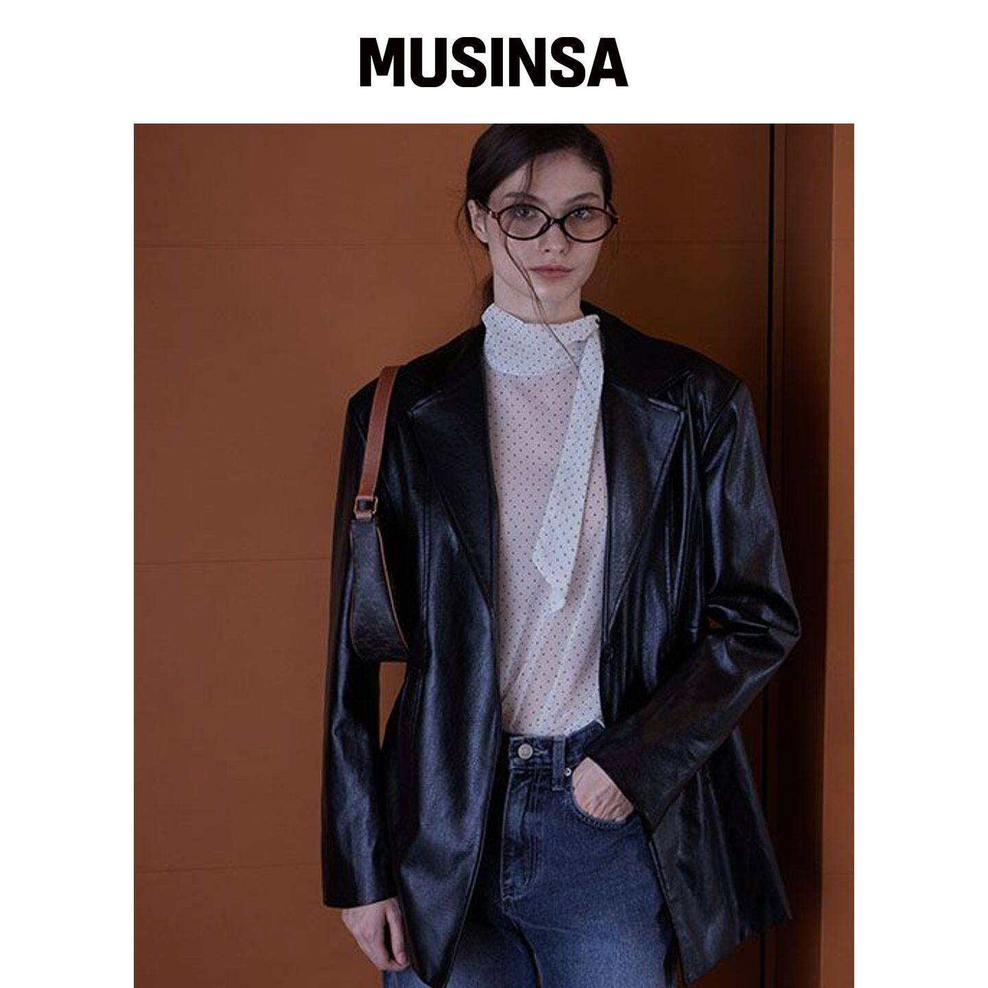 HAINT LINE POINT LEATHER SINGLE JACKET MUSIN韩国官网直邮进口