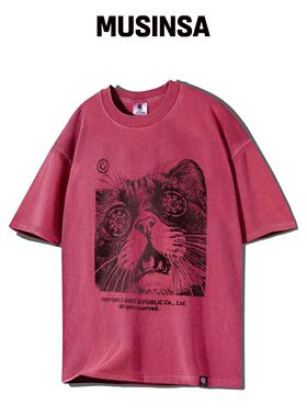 GHOST REPUBLIC 猫艺术图案染色短袖T恤 GT-383_韩国官网直邮进口