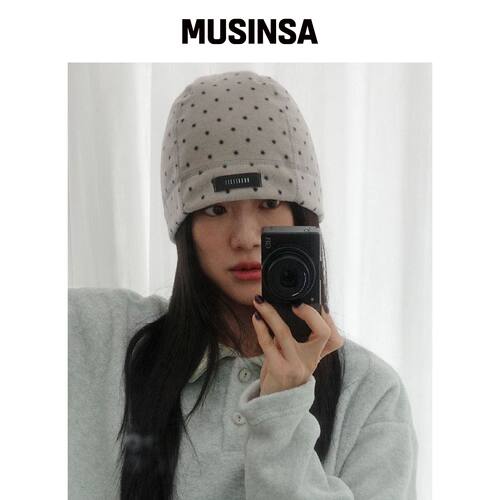 KOOKEESEE 迷你点缀抓绒针织帽 (灰色) MUSINSA韩国官网直邮进口