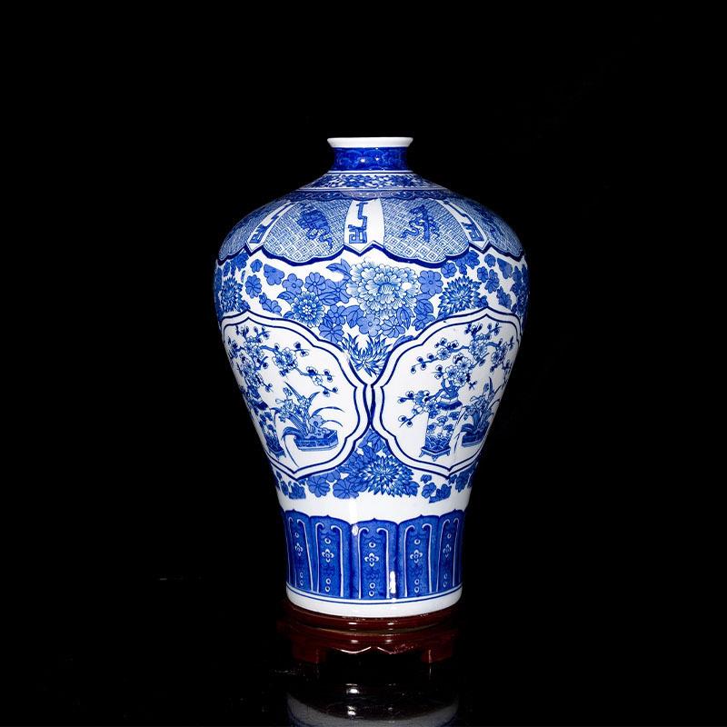 景德镇陶瓷花瓶客厅摆件小号仿古青花瓷瓶中式家居电视柜装饰花瓶