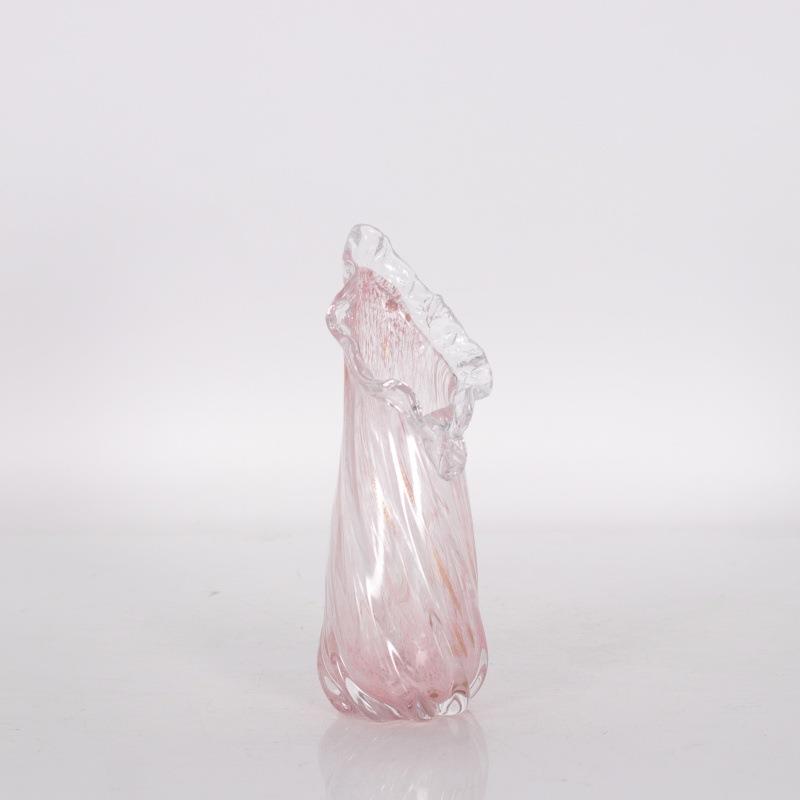 彩色手工玻璃花瓶摆件家居工艺品琉璃装饰白菜瓶花边口装饰碗摆件