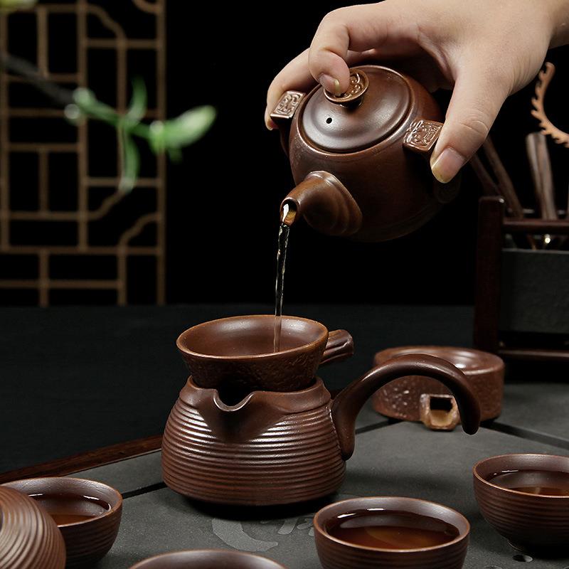淘瓷八 茶具套装家用陶瓷四合一黑檀竹木乌金石现代简约茶台茶盘