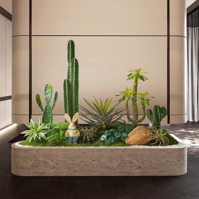 仿真绿植仙人掌造景组合室内盆栽装饰楼梯下景观摆件