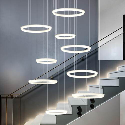 Vibia极简吊灯北欧现代简约样板房客厅卧室餐厅设计师LED圆环灯具