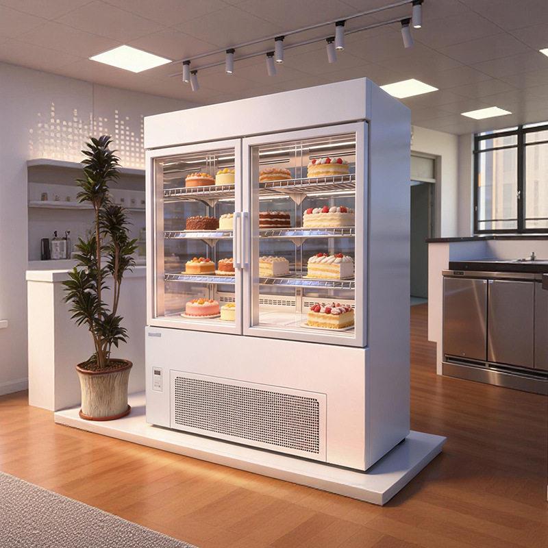 端立式蛋糕甜品柜前移门饮品展示柜风冷酸奶冰箱直角冷藏保鲜柜