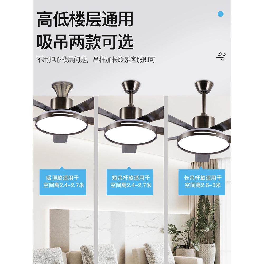 风扇灯吊扇灯复古风扇吊灯大风力客厅餐厅家用一体带电扇灯2024新