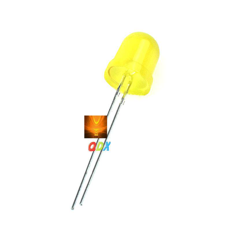 10mm黄发黄 圆头LED指示灯珠超亮直插指示灯LED发光二极管