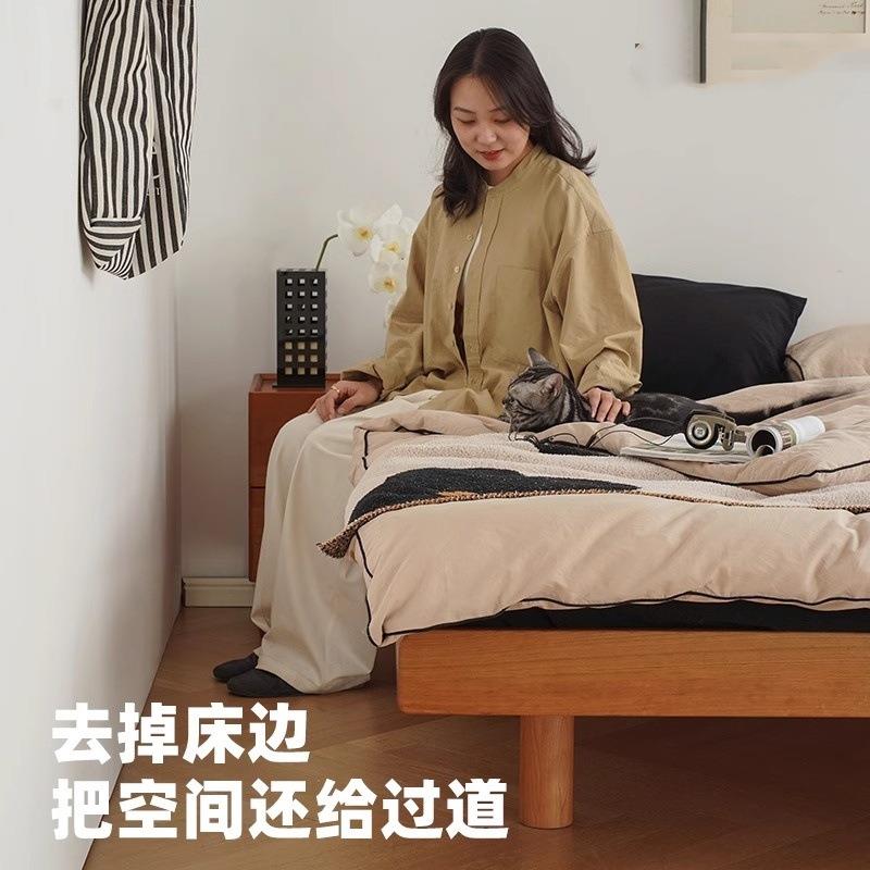北欧实木齐边榻榻米无床头1.5米日式樱桃木1.8双人床