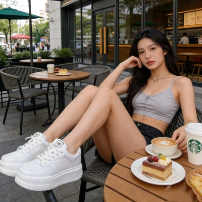 新款真皮厚底增高百搭休闲小白鞋女2565