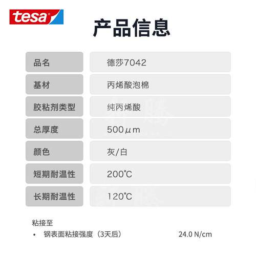 德莎tesa7042双面丙烯酸泡棉高粘胶带玻璃门板家具窗格条面板黏贴
