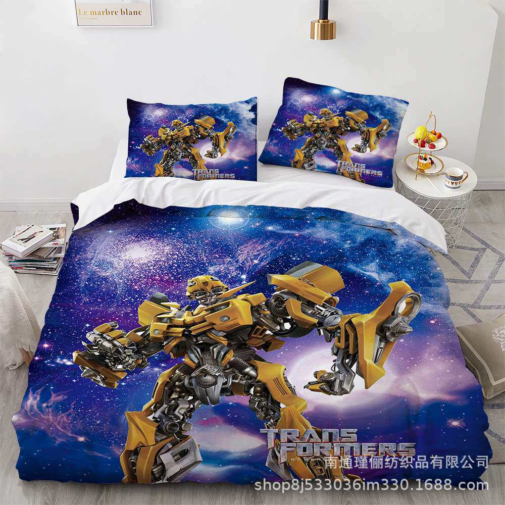 外贸跨境 变形金刚床上用品四件套3D印花数码家用套件