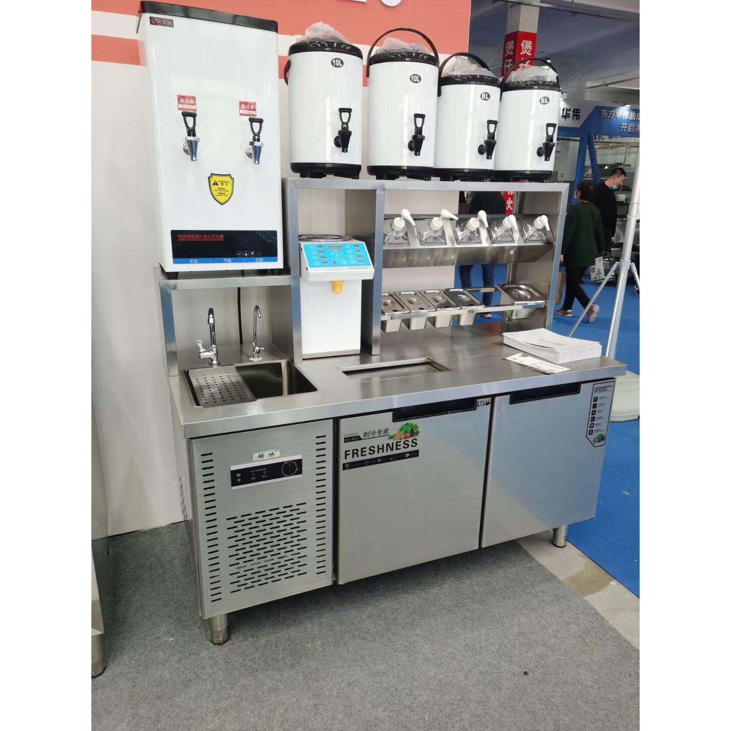 奥华奶茶店设备全套商用机器冷藏工饮品冰柜奶茶操作台水吧台