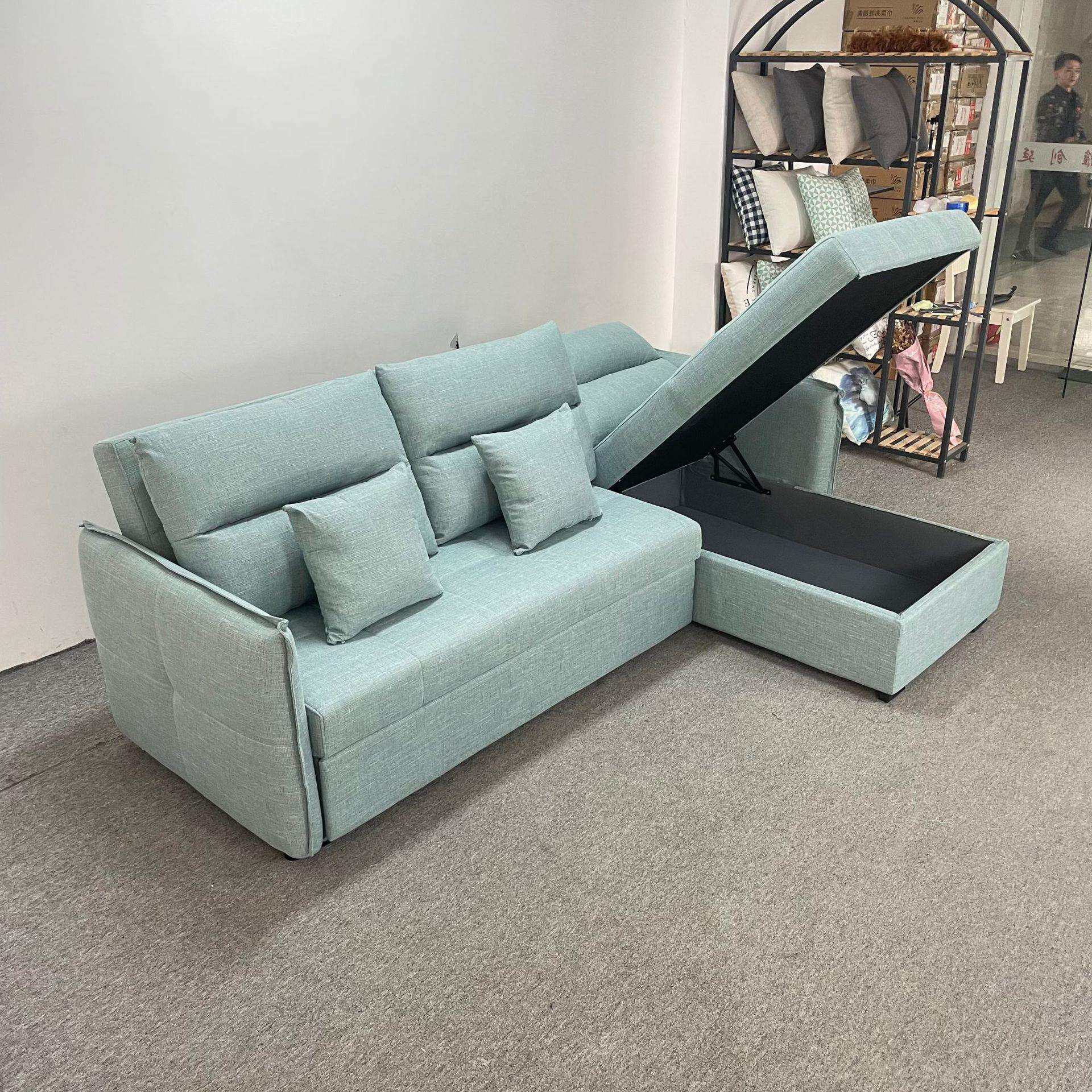 布艺款沙发床两用小户型客厅多功能折叠带贵妃转角可储物沙发床