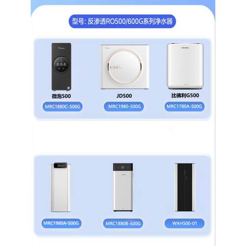 美的净水器比佛利机MRC1880/1980A/1780A-500G过滤芯XG500E原装RO