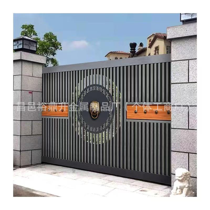 洋房别墅铝合金大门厂家 农村院子花园铝艺大门 双开门折叠栅栏门