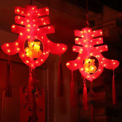 发光立体春字LED彩灯挂件2027过年喜庆氛围室内窗帘装饰布置挂饰