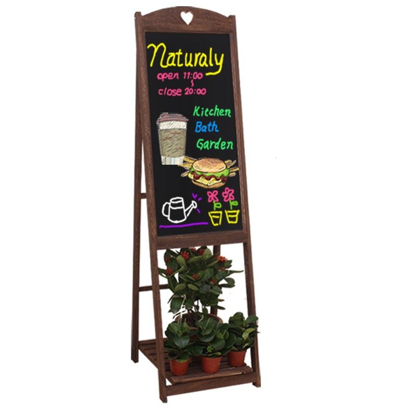 立式花架小黑板咖啡店铺用广告牌价格招牌 摆摊手绘置物架展示牌