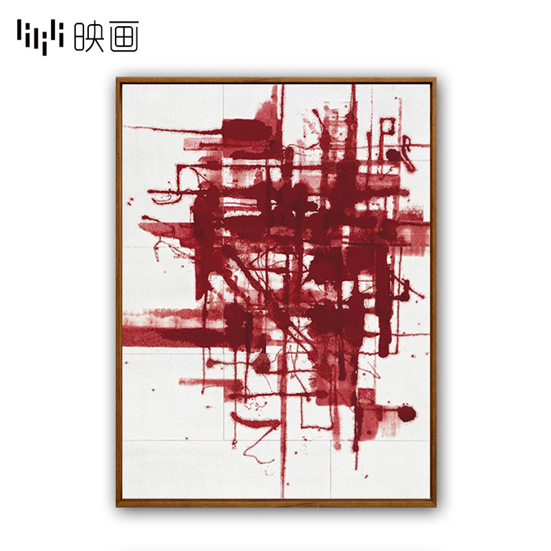 酒店墙壁装饰画红色抽象油画简约玄关走廊客厅喷绘画过道书房挂画