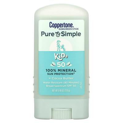 Coppertone,Pure & Simple，儿童，抗晒棒，SPF 50，可可脂，