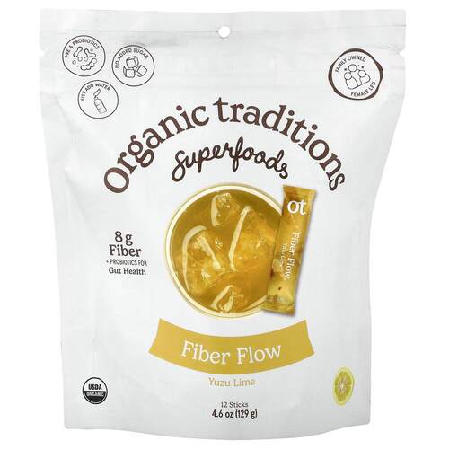 Organic Traditions,Fiber Flow, Yuzu Lime, 12 Sticks, 10.75 g