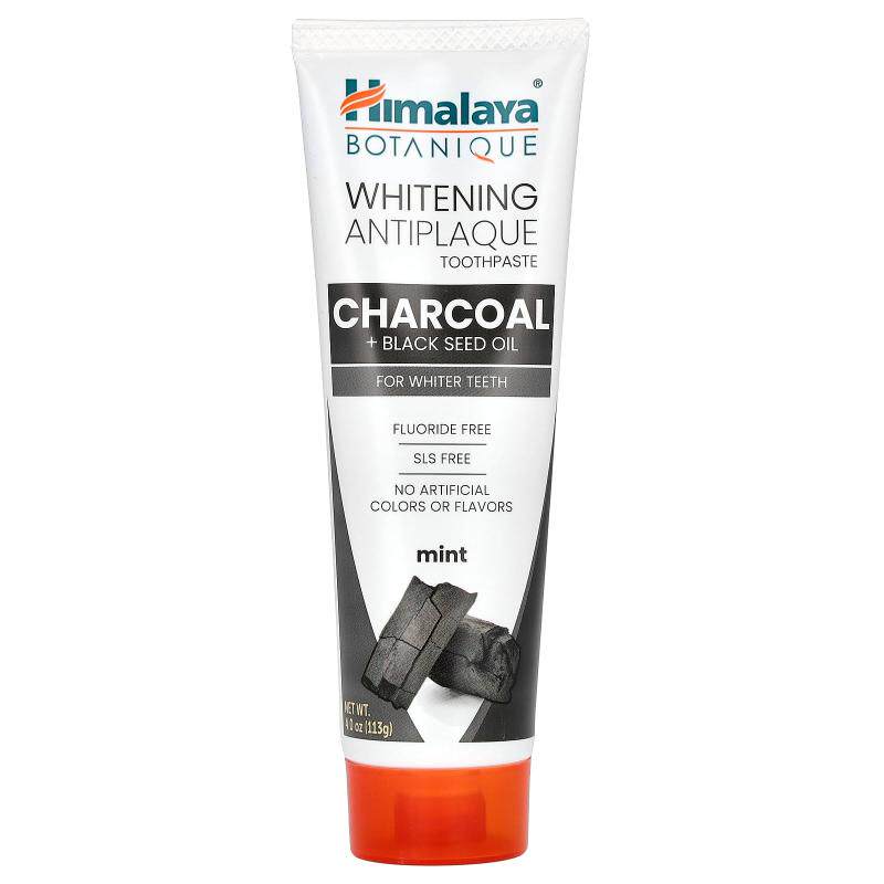 Himalaya, 洁白抵御斑牙膏木炭 + 黑籽油薄荷