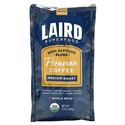 Laird Superfood,秘鲁咖啡，整豆，中度烘焙，12 盎司（340 克）