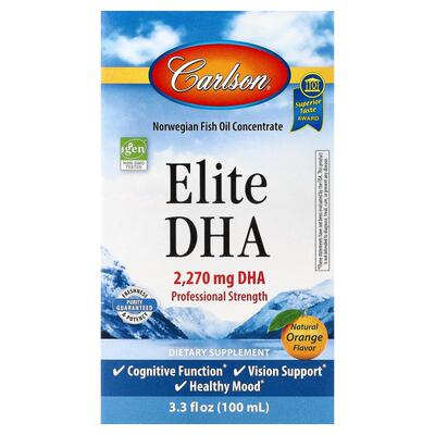Carlson,Elite DHA，天然橙味，3.3 液量盎司（100 毫升）