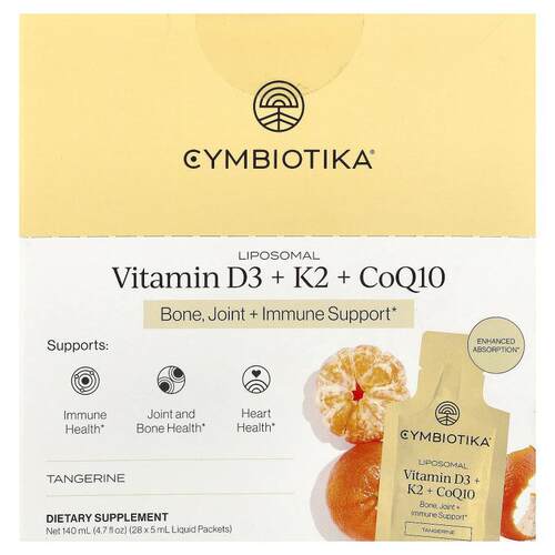 Cymbiotika，脂质体维生素D3+K2+CoQ10，橘子