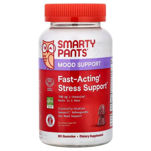SmartyPants,Fast-Acting Stress Support, Mixed Berry, 60 Gumm