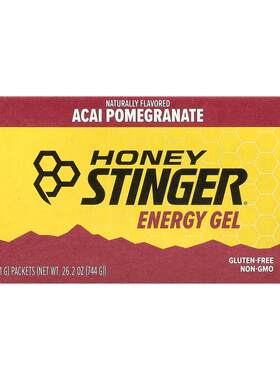 Honey Stinger,能量凝胶，巴西莓西番莲，24 包，每包 1.1 盎司（