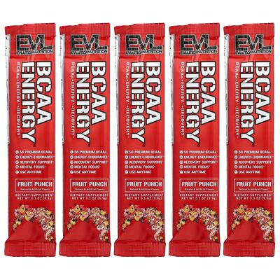 EVL,BCAA Energy®, Fruit Punch, 5 Packets, 0.3 oz (9.9 g) Eac