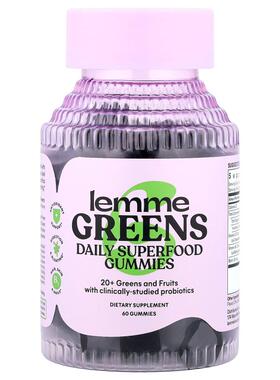 Lemme,Greens, Daily Superfood Gummies, Berries & Greens, 60