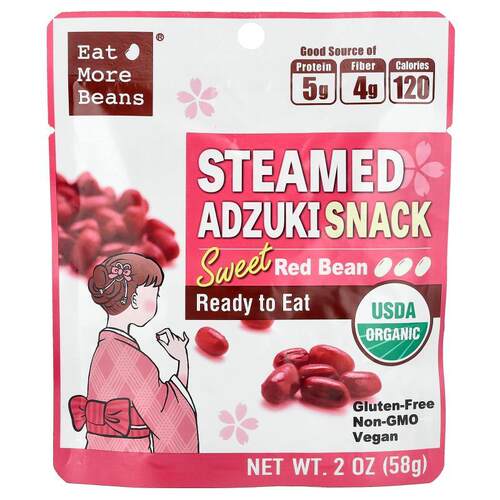 Eat More Beans,Steamed Adzuki Snack, Sweet Red Bean, 2 oz (5