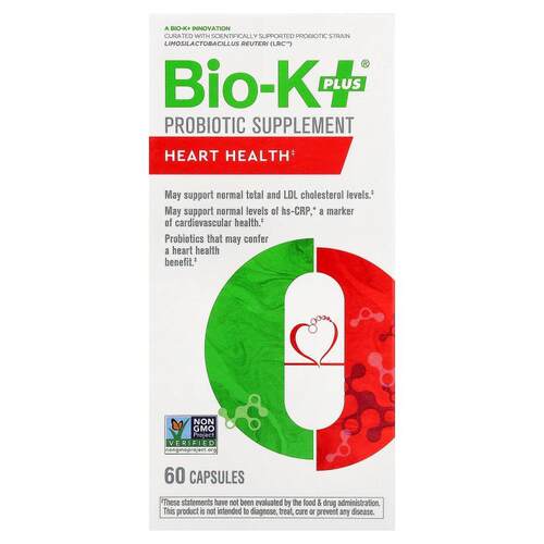 Bio-K+,Probiotic Supplement, Heart Health, 60 Capsule