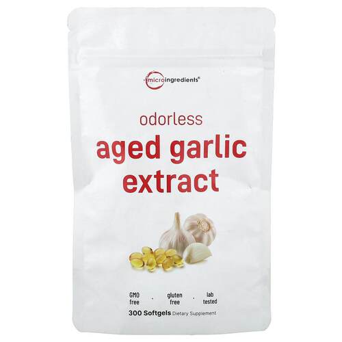 Micro Ingredients,脱臭陈蒜提取物，300 粒软胶囊（每粒软胶囊 2